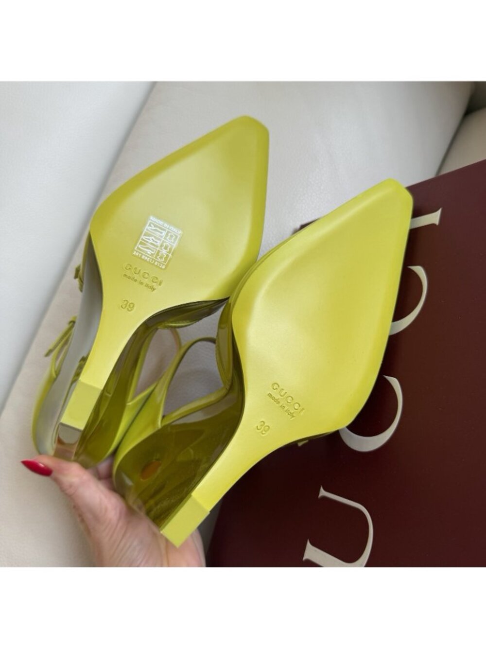 Gucci Lime Green Patent Leather Mary Jane Wedge Heels - Picture 8 of 11
